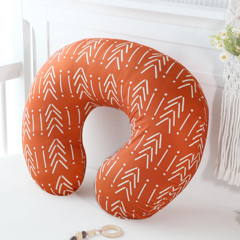 Jundetye Baby Nursing Pillow Cover, Breastfeeding Pillow Cover Boys Girls, Nursing Pillow Case for Newborn, Soft Fabric Fits Snug On Infant, Washable and Breathable, Vintage Orange - Image 4